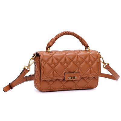 Bolsa Pequena Matelassê Material Atanado Marrom Safari Duas Alças