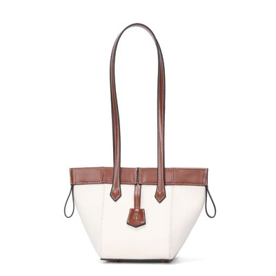 Bolsa Tramado Marrom e  Creme Alça Longa