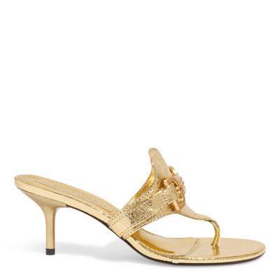 Mule Couro Craquele Dourado