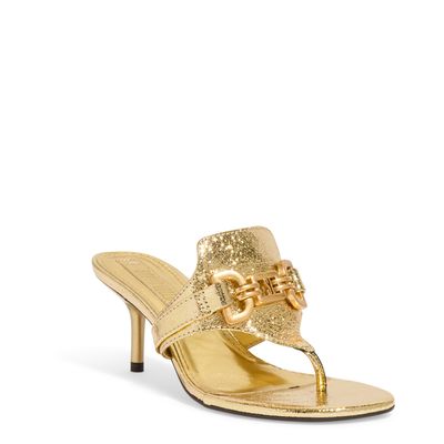 Mule Couro Craquele Dourado
