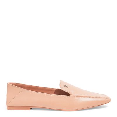 Mocassim Couro Nobre Soft Rosa Ballet Bico Quadrado