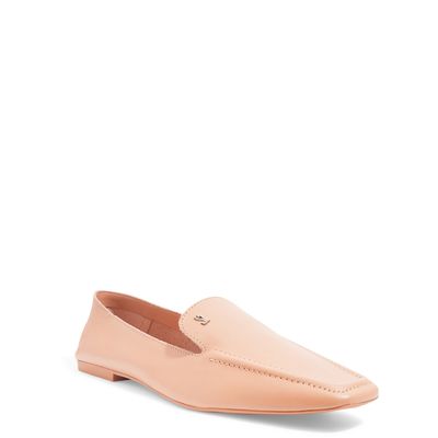 Mocassim Couro Nobre Soft Rosa Ballet Bico Quadrado