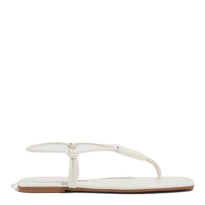 Rasteira Verniz Glossy Off White Bico Quadrado