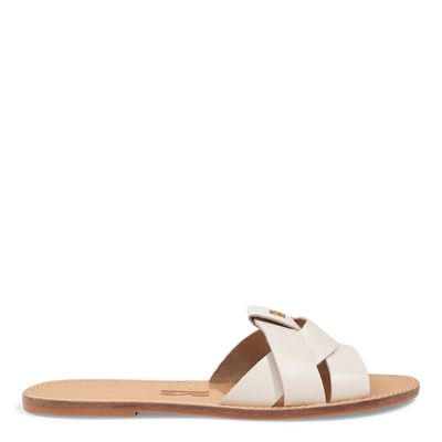 Rasteira Flat Tiras Entrelaçadas Couro Nobre Soft Off White