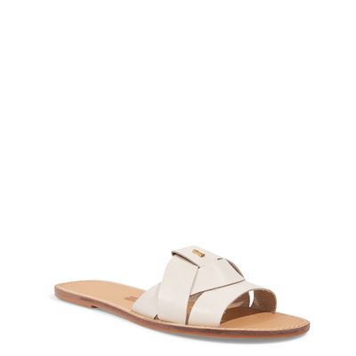 Rasteira Flat Tiras Entrelaçadas Couro Nobre Soft Off White
