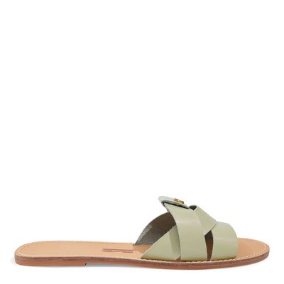 Rasteira Flat Tiras Entrelaçadas Couro Nobre Soft Verde Sage