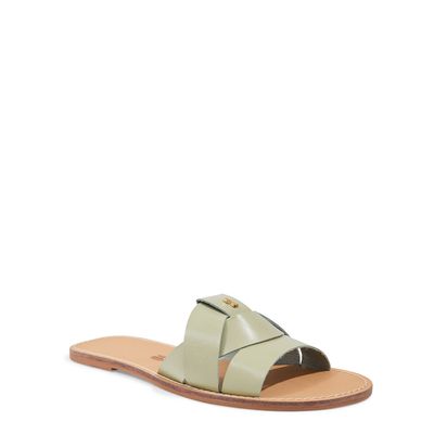Rasteira Flat Tiras Entrelaçadas Couro Nobre Soft Verde Sage