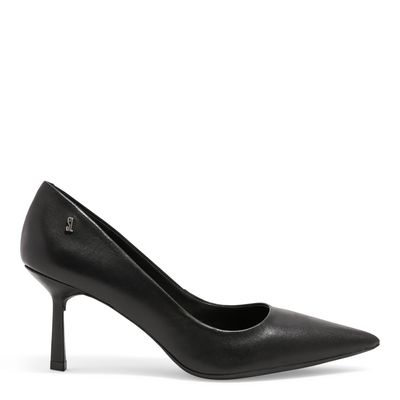 Scarpin Couro Pelica Soft Preto Salto Médio