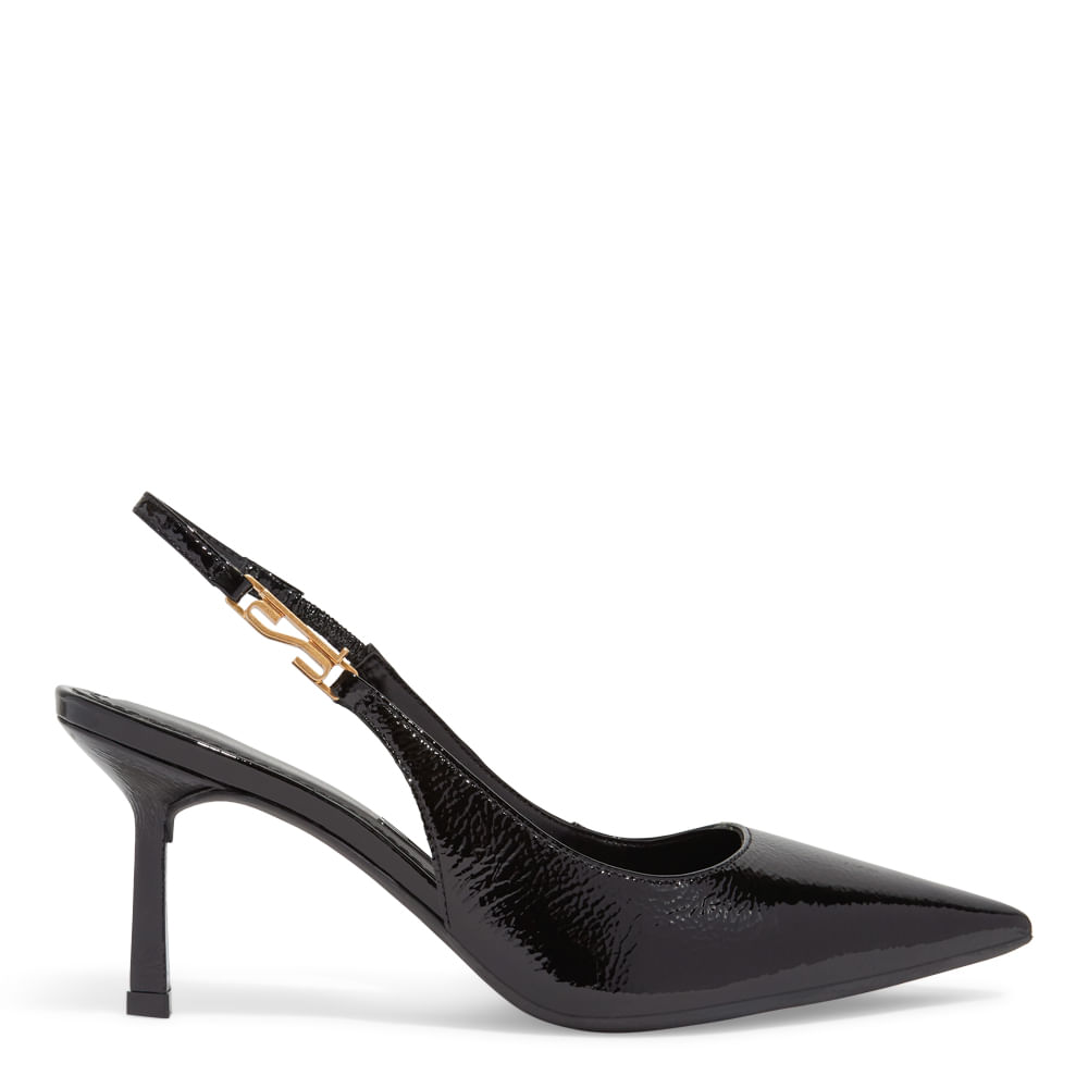 Scarpin Slingback Verniz Preto Salto Fino - Santa Lolla Scarpin Slingback Verniz Preto Salto Fino - Santa Lolla