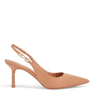 Scarpin Slingback Couro Pelica Soft Salto Fino