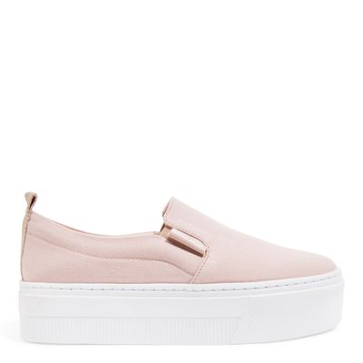 Tênis Slip On Lona Flatform Rosa