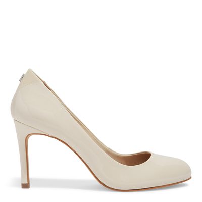 Scarpin Boneca Bico Redondo Salto Alto Off White