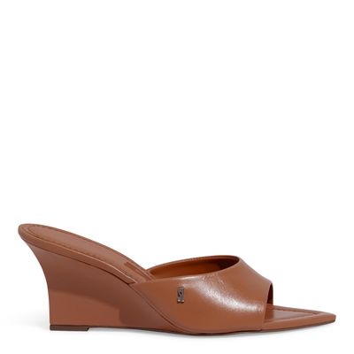 Mule Couro Pelica Bico Fino Marrom