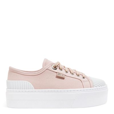 Tênis Plataforma Lona Rosa West
