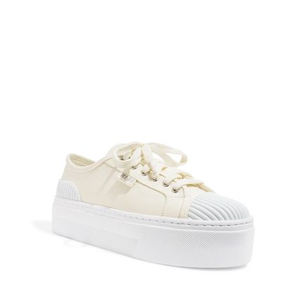 Tênis Plataforma Lona Off White