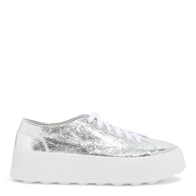Tenis Couro Craquele Prata