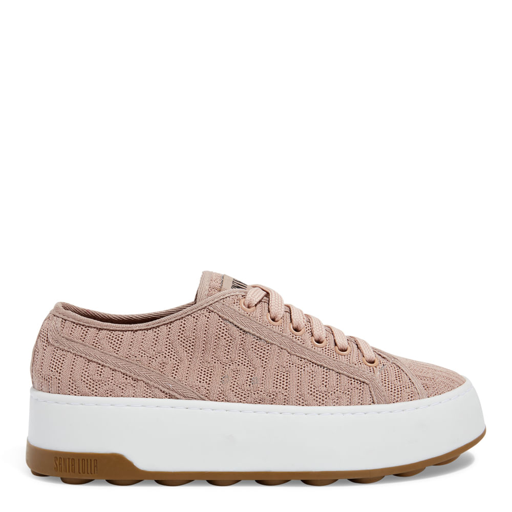 Tenis Knit Flatform Rosê Amarração Santa Lolla