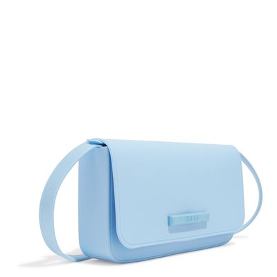 Bolsa Pequena Borracha Azul Claro Alça Transversal