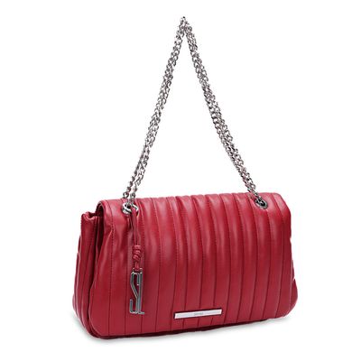 Bolsa Grande Vermelho Cherry Matelassê Soft Alça Corrente