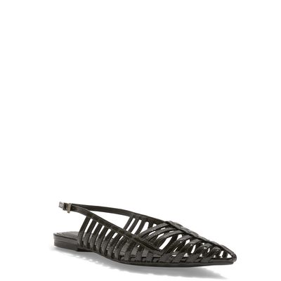 Sapatilha Slingback Preta Verniz Glossy