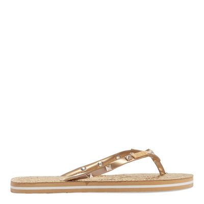 Flip Flop Dourado Borracha Spikes Matelassê