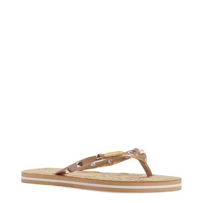 Flip Flop Dourado Borracha Spikes Matelassê