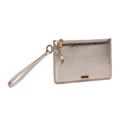 Clutch Dourada Metalizada Alça De Mão