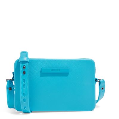 Bolsa Pequena Azul Material Borracha Alça Transversal