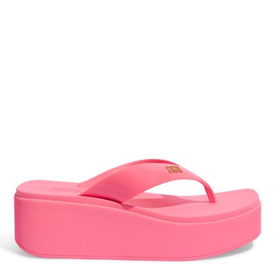 Sandália Tamanco Plataforma Borracha Rosa