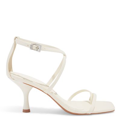 Sandália Napa Soft Salto Médio Fino Off White