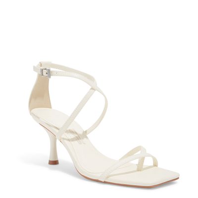 Sandália Napa Soft Salto Médio Fino Off White