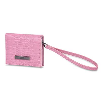 Carteira Croco Rosa Alça de Mão