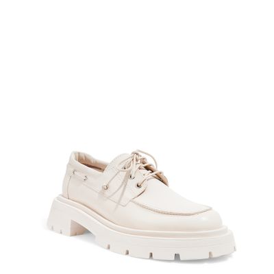 Mocassim Cadarço Couro Nobre Tratorado Off White