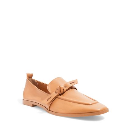 Mocassim Couro Nobre Soft Caramelo Bico Quadrado