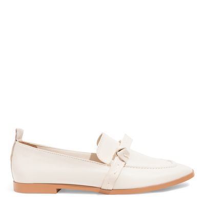 Mocassim Couro Nobre Soft Creme Bico Quadrado