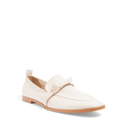 Mocassim Couro Nobre Soft Creme Bico Quadrado