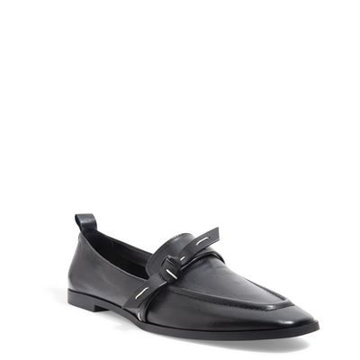 Mocassim Couro Nobre Soft Preto Bico Quadrado