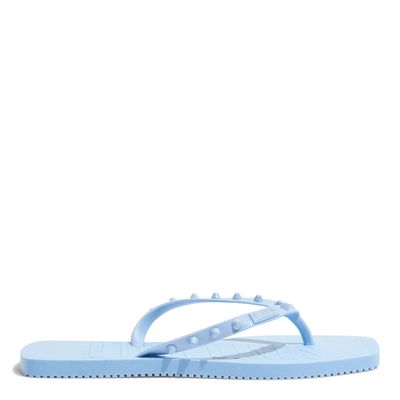 Chinelo Flip Flop Borracha Bico Quadrado Azul Bebê