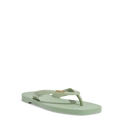 Chinelo Flip Flop Flat Borracha Bico Quadrado Verde Menta