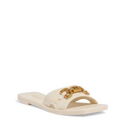 Rasteira Borracha Off White Bico Quadrado