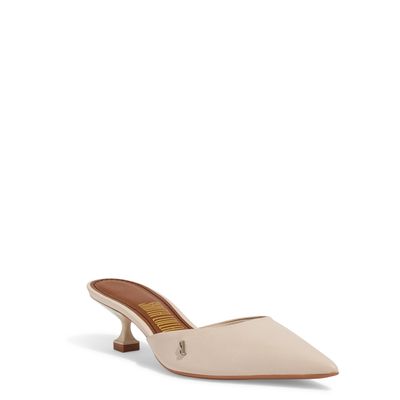 Mule Couro Salto Taça Baixo Creme