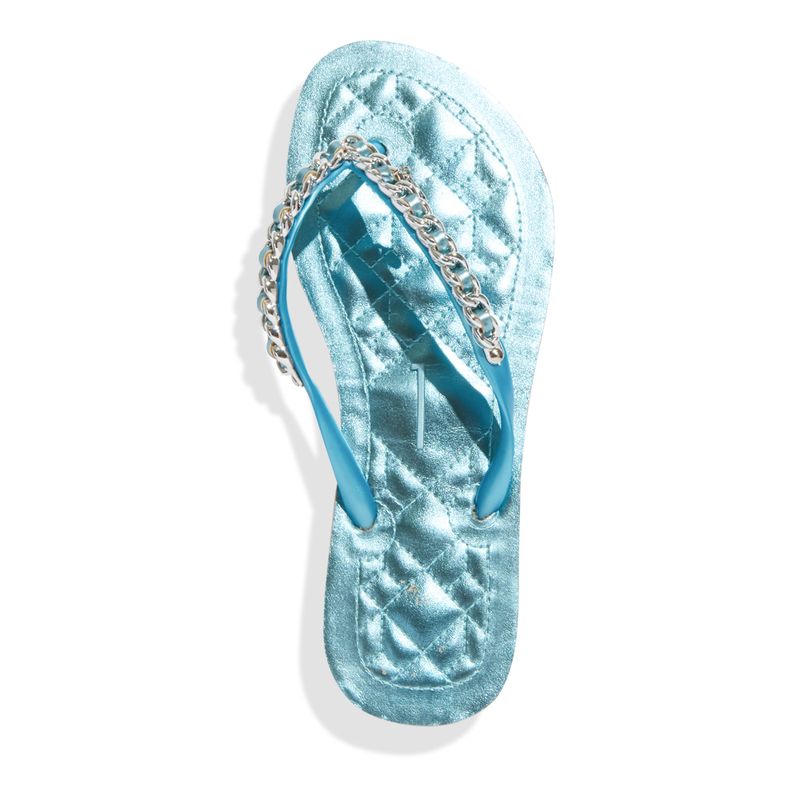 Chinelo Flip Flop Borracha Corrente Tiras Finas Azul