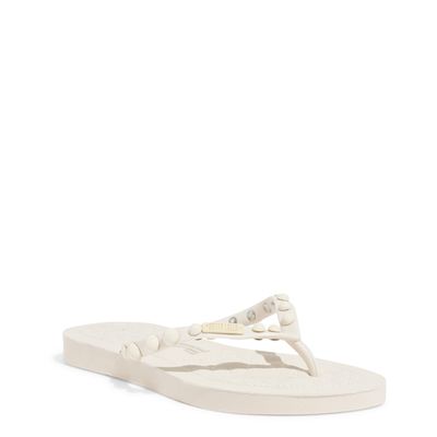 Chinelo  Flip Flop Borracha Bolinhas Tiras Finas Off White
