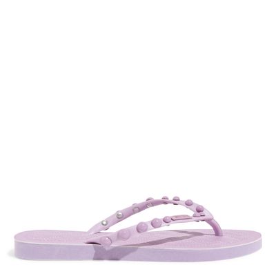 Chinelo  Flip Flop Borracha Bolinhas Tiras Finas Lilás