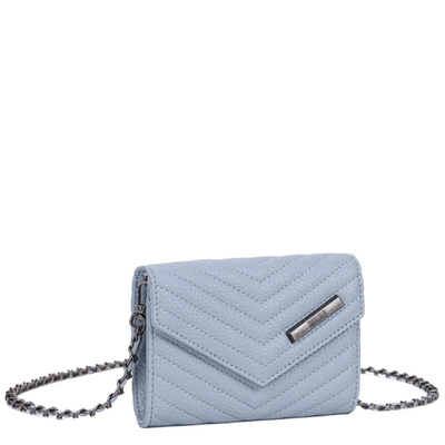 Bolsa Carteira Matelassê Azul Alça Corrente