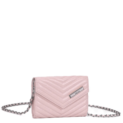 Bolsa Carteira Matelassê Rose Verniz Alça Corrente