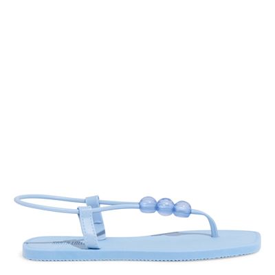 Rasteira Flat Borracha Tiras Finas Azul Bebê