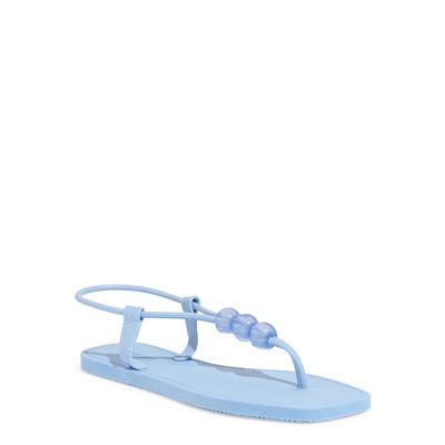 Rasteira Flat Borracha Tiras Finas Azul Bebê