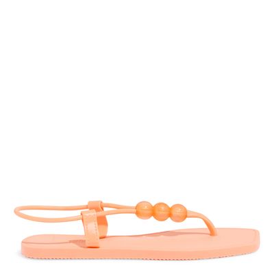 Rasteira Flat Borracha Tiras Finas Laranja
