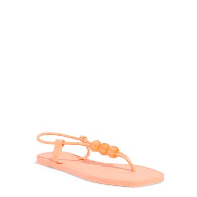 Rasteira Flat Borracha Tiras Finas Laranja